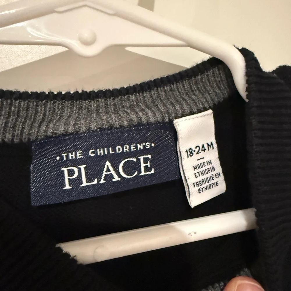 The Children's Place Black Sweater with Gray Trim
